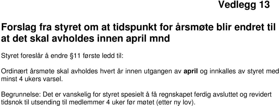 april og innkalles av styret med minst 4 ukers varsel.