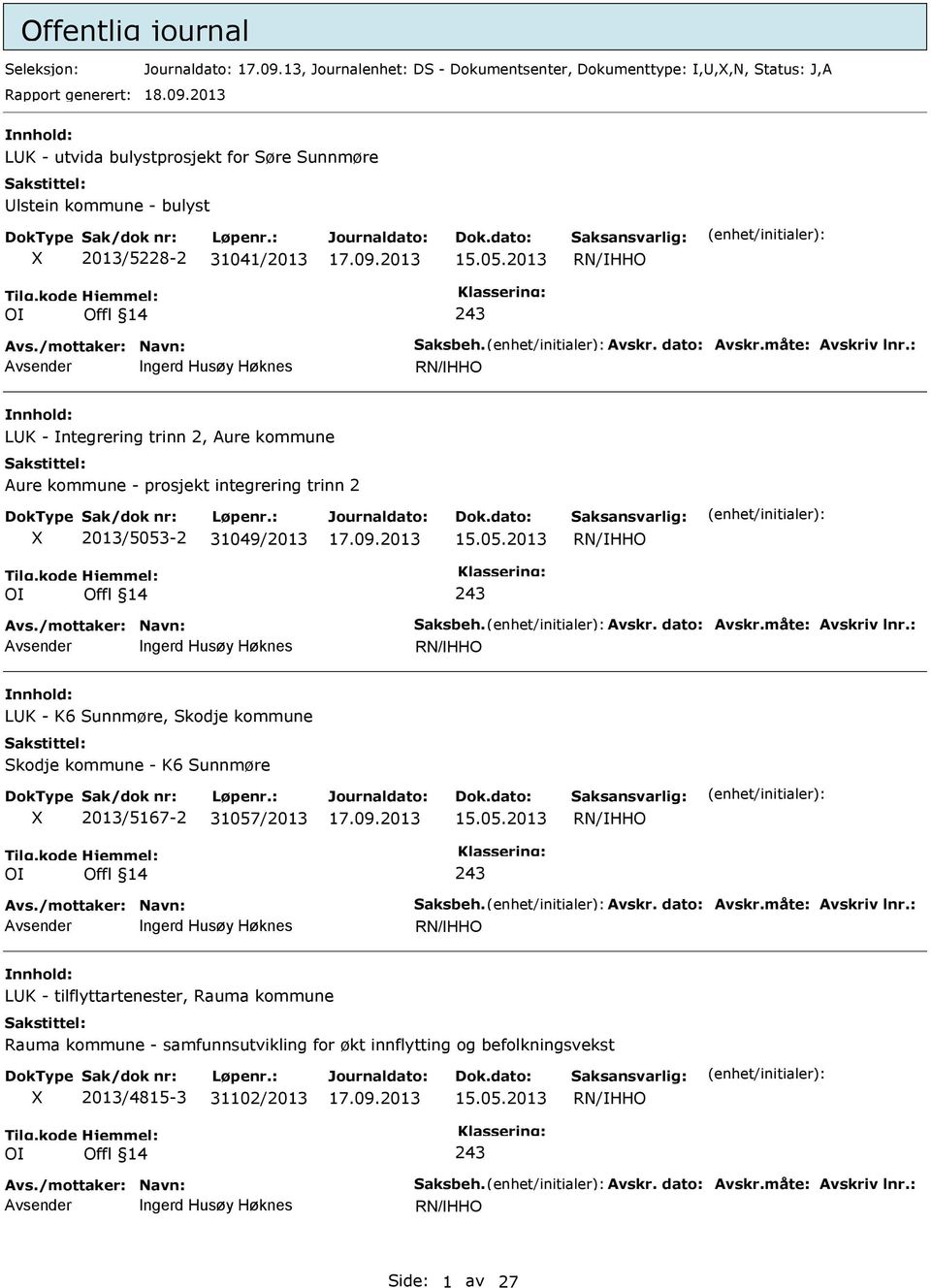 : ngerd Husøy Høknes RN/HHO LK - ntegrering trinn 2, Aure kommune Aure kommune - prosjekt integrering trinn 2 X 2013/5053-2 31049/2013 15.