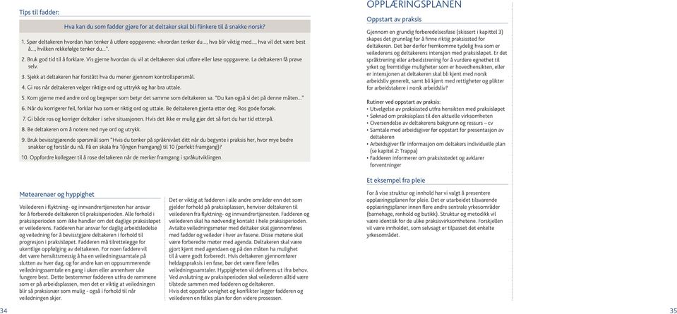 3. Sjekk at deltakeren har forstått hva du mener gjennom kontrollspørsmål. 4. Gi ros når deltakeren velger riktige ord og uttrykk og har bra uttale. 5.