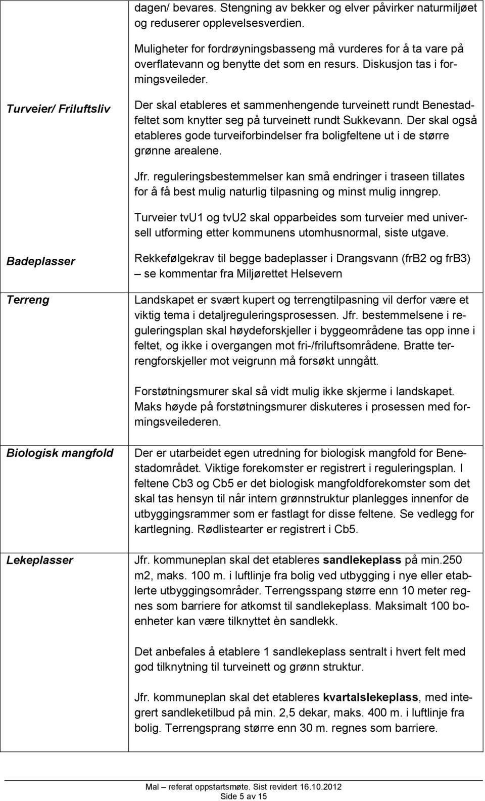 Turveier/ Friluftsliv Der skal etableres et sammenhengende turveinett rundt Benestadfeltet som knytter seg på turveinett rundt Sukkevann.