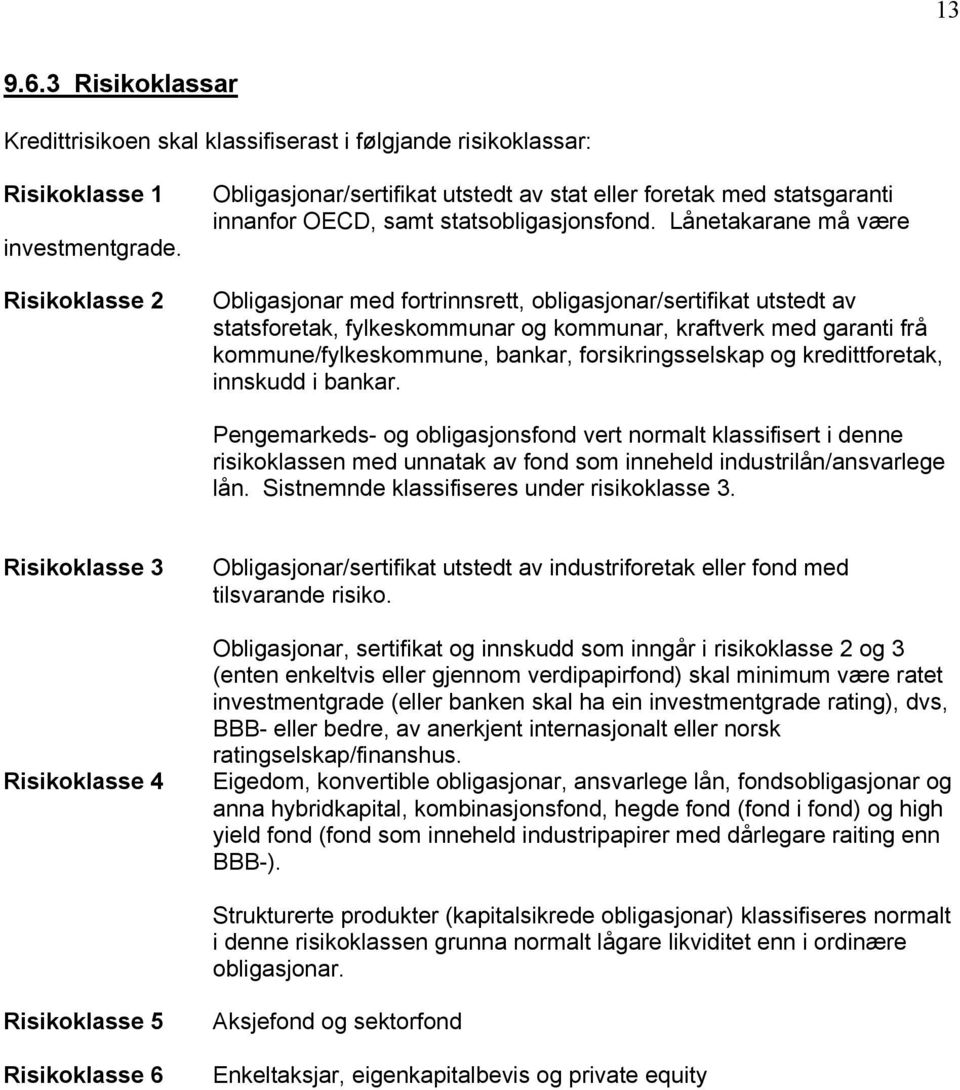 Lånetakarane må være Obligasjonar med fortrinnsrett, obligasjonar/sertifikat utstedt av statsforetak, fylkeskommunar og kommunar, kraftverk med garanti frå kommune/fylkeskommune, bankar,