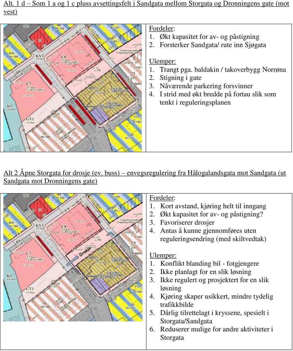 buss) envegsregulering fra Hålogalandsgata mot Sandgata (ut Sandgata mot Dronningens gate) 1. Kort avstand, kjøring helt til inngang 2. Økt kapasitet for av- og påstigning? 3. Favoriserer drosjer 4.