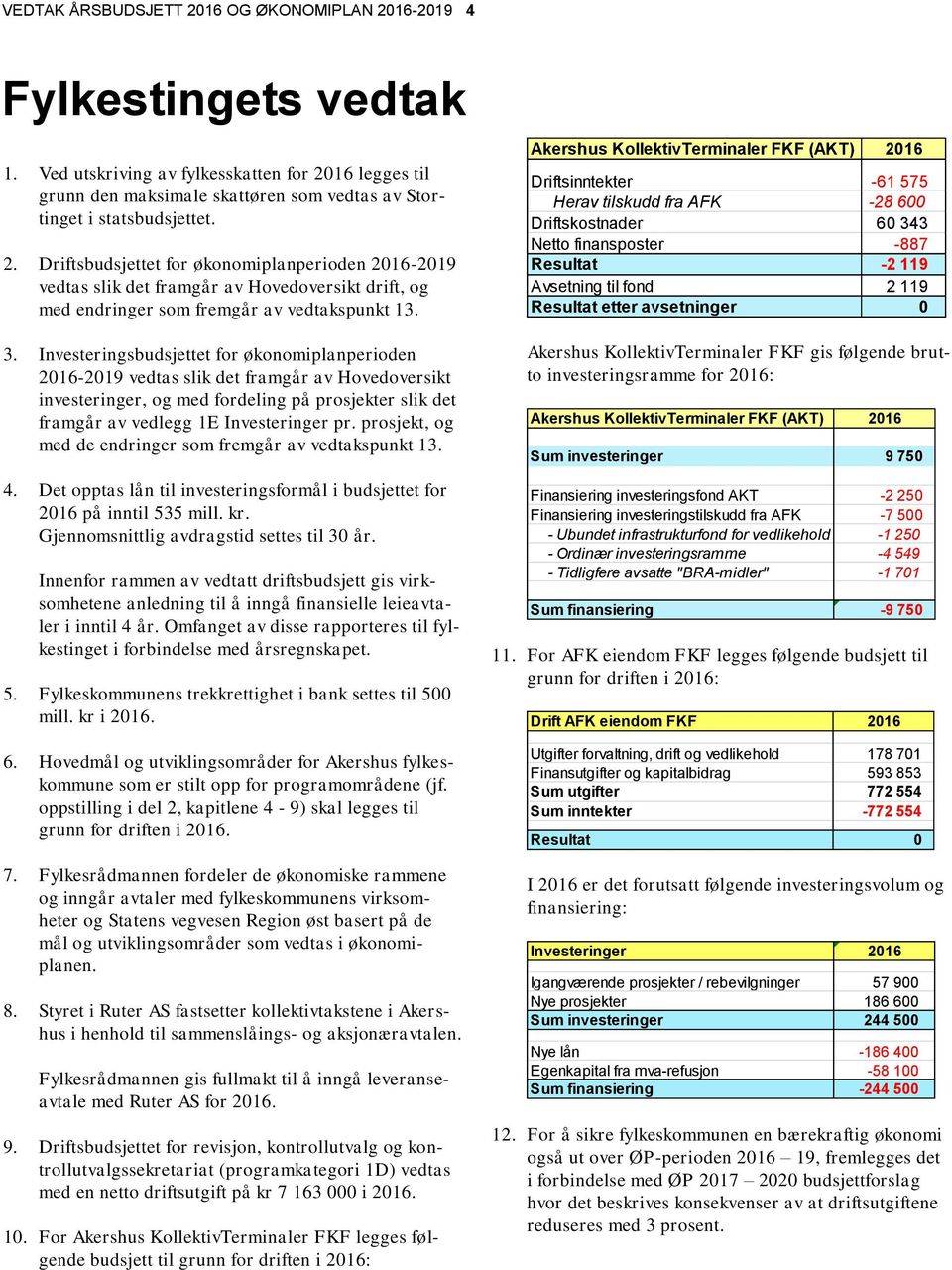 Investeringsbudsjettet for økonomiplanperioden 2016-2019 vedtas slik det framgår av Hovedoversikt investeringer, og med fordeling på prosjekter slik det framgår av vedlegg 1E Investeringer pr.