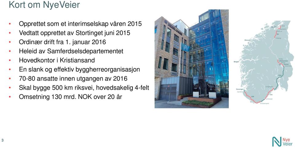 januar 2016 Heleid av Samferdselsdepartementet Hovedkontor i Kristiansand En slank og