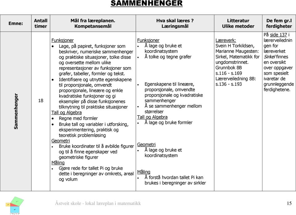 grafer, tabeller, formler og tekst.