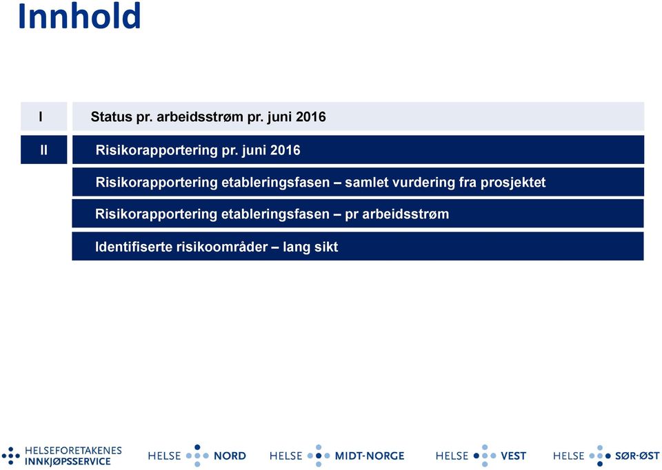 juni 2016 Risikorapportering etableringsfasen samlet