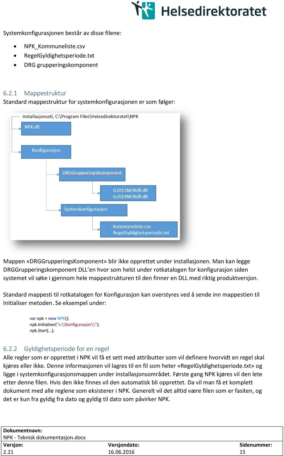 Man kan legge DRGGrupperingskomponent DLL en hvor som helst under rotkatalogen for konfigurasjon siden systemet vil søke i gjennom hele mappestrukturen til den finner en DLL med riktig produktversjon.