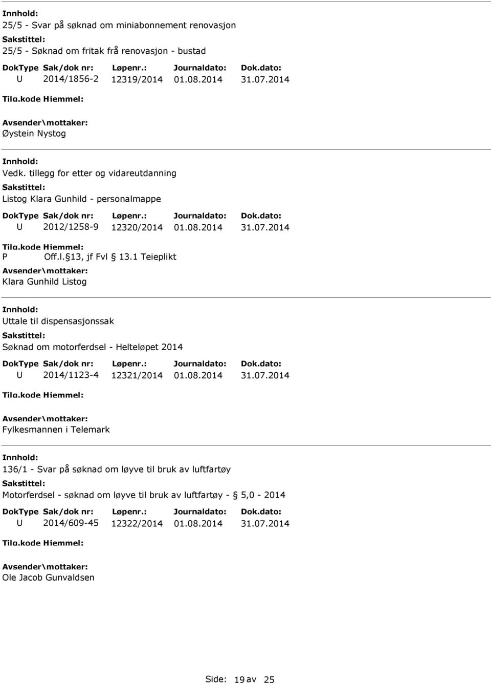 dispensasjonssak Søknad om motorferdsel - Helteløpet 2014 2014/1123-4 12321/2014 Fylkesmannen i Telemark 136/1 - Svar på søknad om løyve