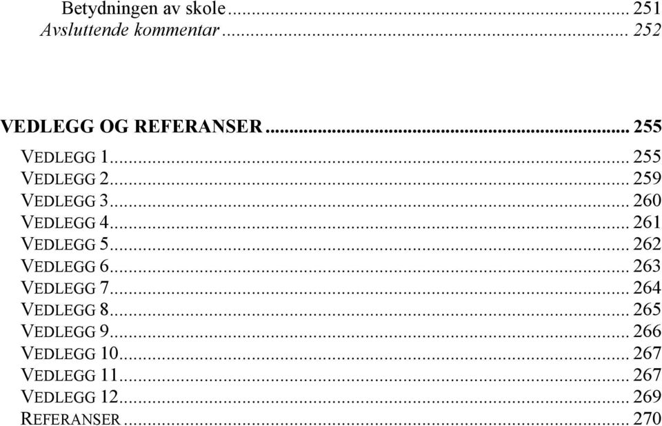 .. 261 VEDLEGG 5... 262 VEDLEGG 6... 263 VEDLEGG 7... 264 VEDLEGG 8.