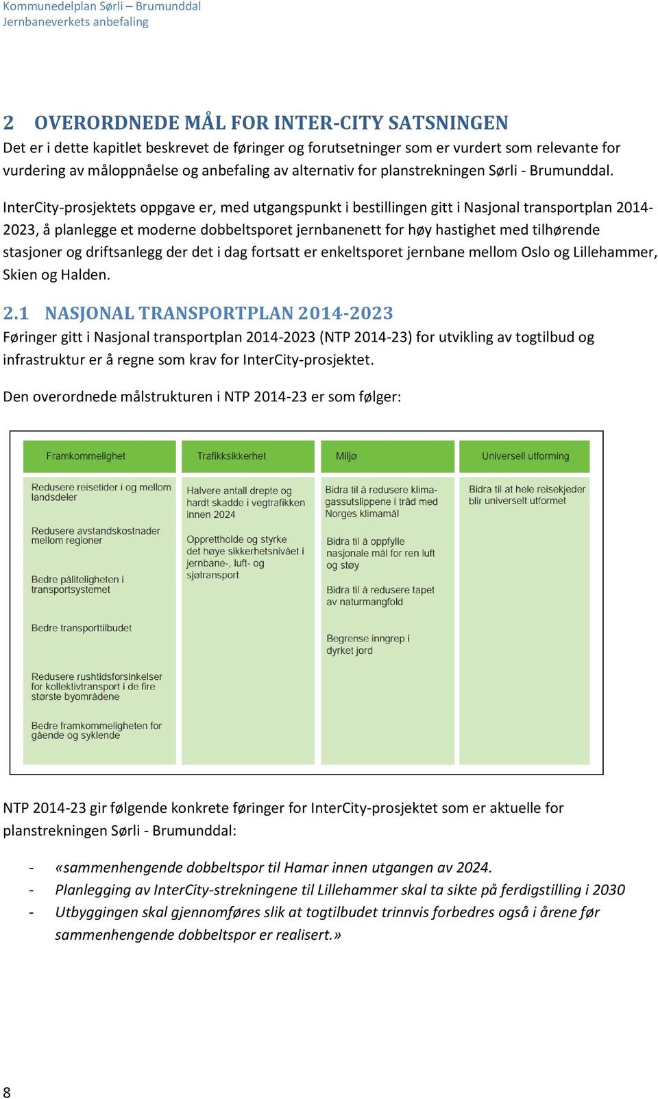 InterCity-prosjektets oppgave er, med utgangspunkt i bestillingen gitt i Nasjonal transportplan 2014-2023, å planlegge et moderne dobbeltsporet jernbanenett for høy hastighet med tilhørende stasjoner