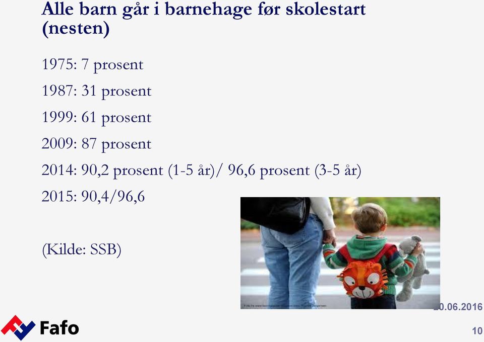 2009: 87 prosent 2014: 90,2 prosent (1-5 år)/