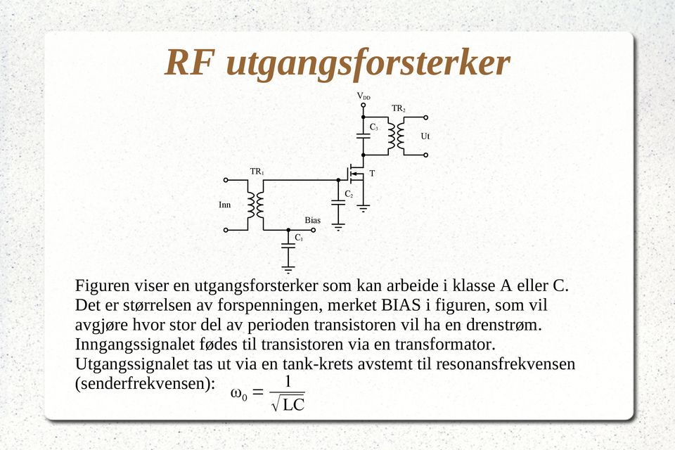 Det er størrelsen av forspenningen, merket BIAS i figuren, som vil avgjøre hvor stor del av perioden