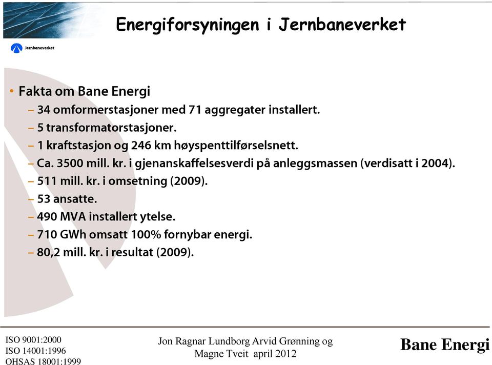 511 mill. kr. i omsetning (2009). 53 ansatte. 490 MVA installert ytelse.