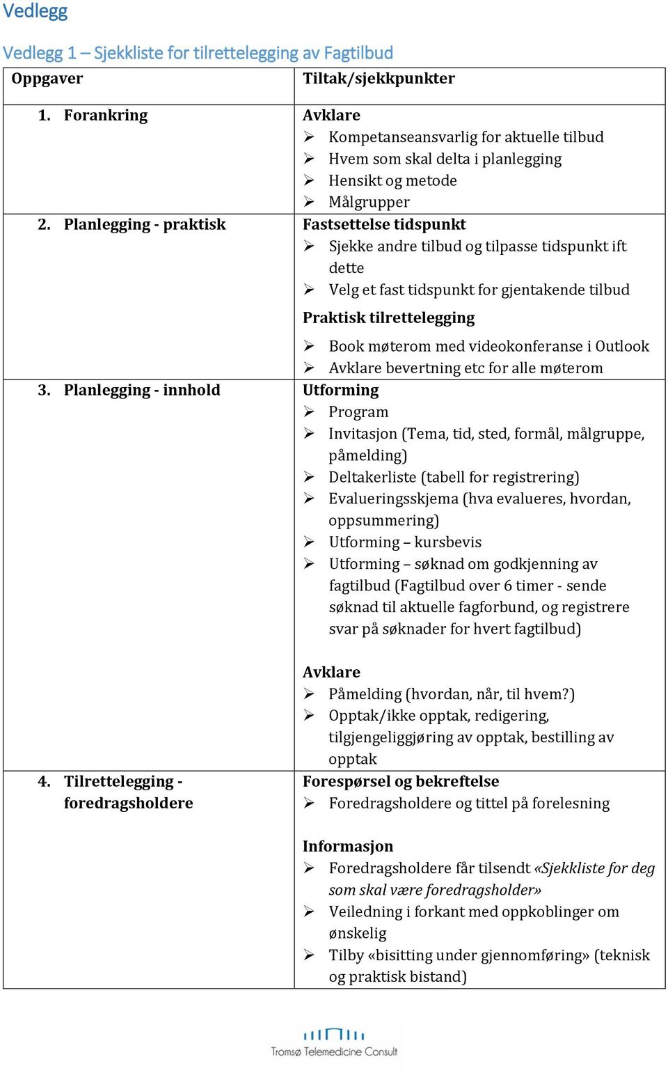 Planlegging - praktisk Fastsettelse tidspunkt Sjekke andre tilbud og tilpasse tidspunkt ift dette Velg et fast tidspunkt for gjentakende tilbud Praktisk tilrettelegging Book møterom med