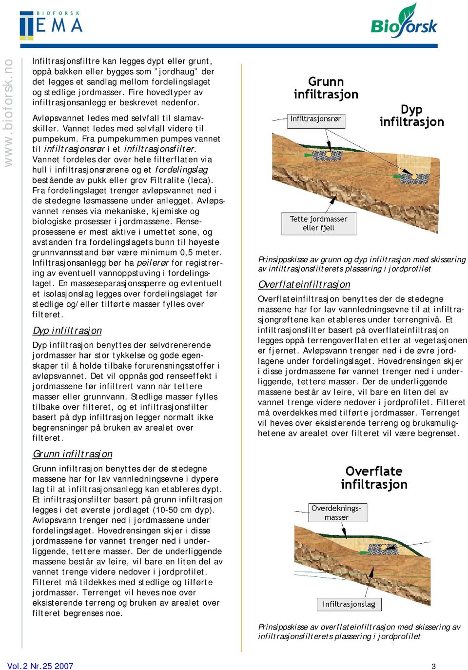 Fra pumpekummen pumpes vannet til infiltrasjonsrør i et infiltrasjonsfilter.