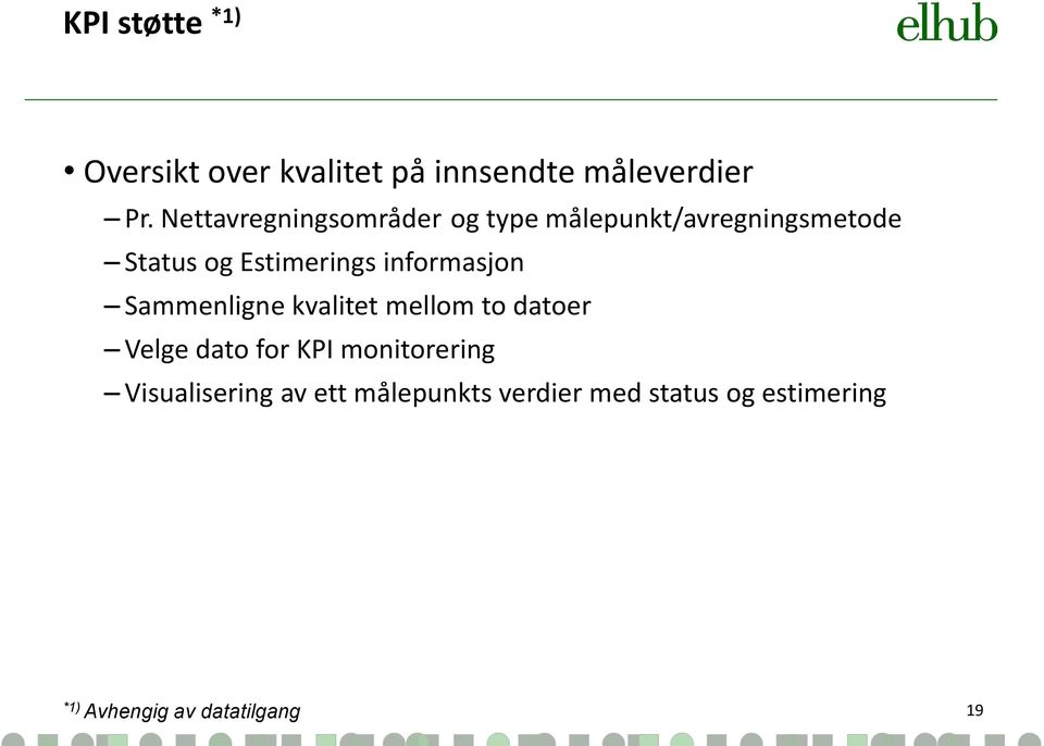 informasjon Sammenligne kvalitet mellom to datoer Velge dato for KPI