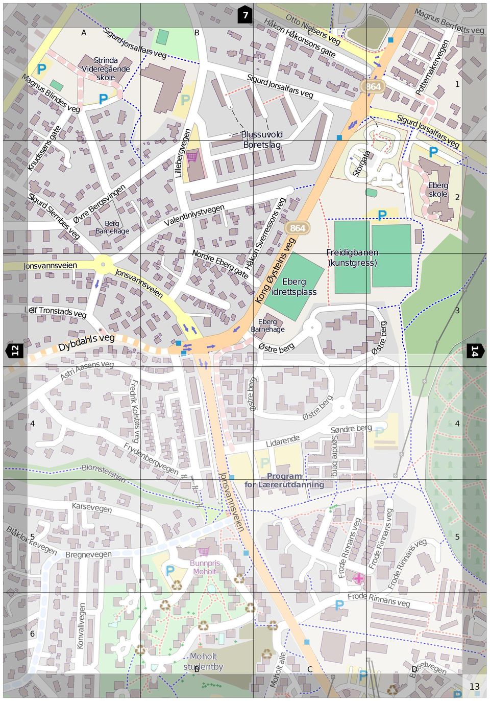 Østre berg 84 Lidarende Østre berg Storgata Østre berg Søndre berg Sigurd Jorsalfars veg Eberg 2 skole 2 erg arnehage lussuvold oretslag Eberg arnehage Eberg idrettsplass Freidigbanen (kunstgress) 4