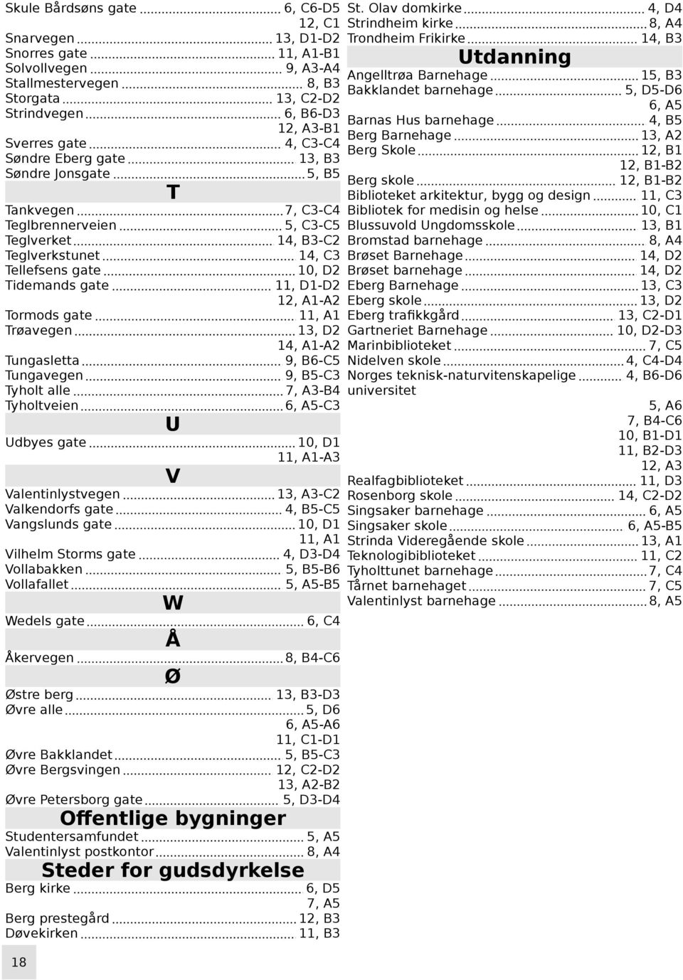 Wedels gate Åkervegen Østre berg Øvre alle Øvre akklandet Øvre ergsvingen Øvre Petersborg gate T U V W Å Ø Offentlige bygninger Studentersamfundet Valentinlyst postkontor 0,, -3, 4 8, 4-3, 3-3 5,,