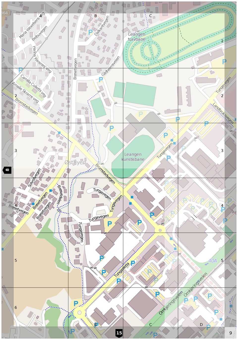 Landbruksvegen Leangen kunstisbane Østbyen Tungavegen romstadvegen 8 Solvollvegen