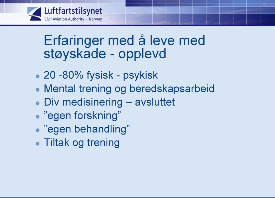 trening og beredskapsarbeid Div medisinering