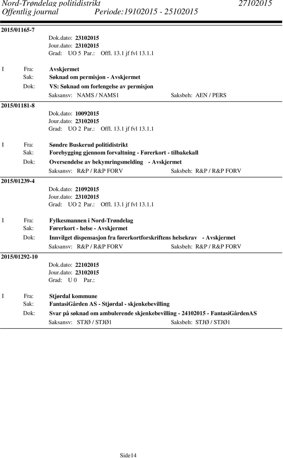 Avskjermet Dok.dato: 21092015 Sak: Førerkort - helse - Avskjermet 2015/01292-10 Innvilget dispensasjon fra førerkortforskriftens helsekrav - Avskjermet Dok.