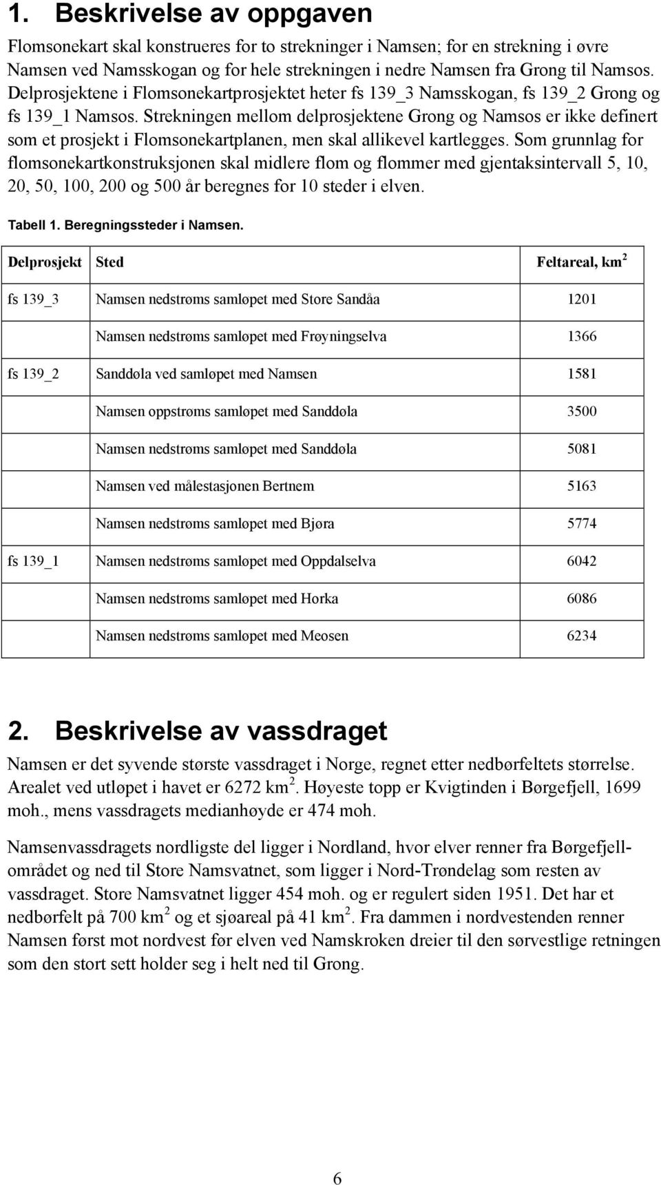 Strekningen mellom delprosjektene Grong og Namsos er ikke definert som et prosjekt i Flomsonekartplanen, men skal allikevel kartlegges.