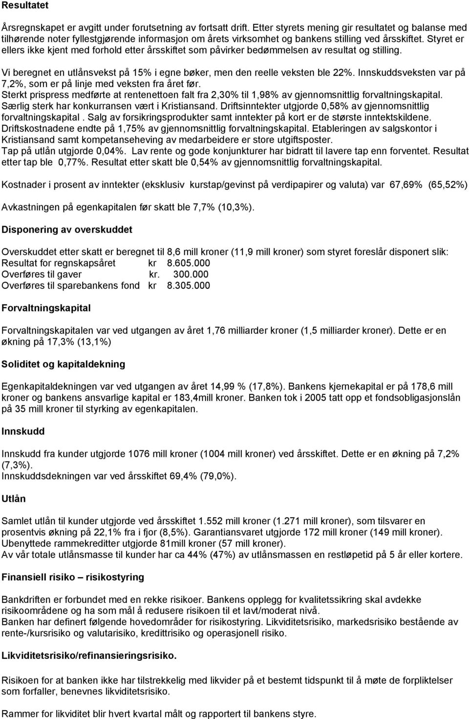 Styret er ellers ikke kjent med forhold etter årsskiftet som påvirker bedømmelsen av resultat og stilling. Vi beregnet en utlånsvekst på 15% i egne bøker, men den reelle veksten ble 22%.