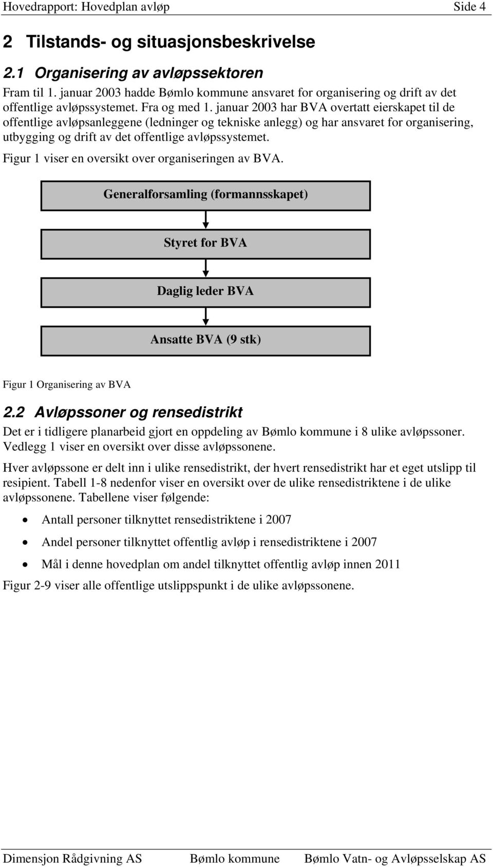 januar 2003 har BVA overtatt eierskapet til de offentlige avløpsanleggene (ledninger og tekniske anlegg) og har ansvaret for organisering, utbygging og drift av det offentlige avløpssystemet.