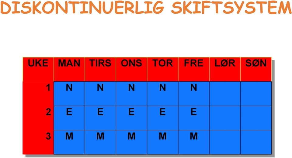 TIRS ONS TOR FRE LØR