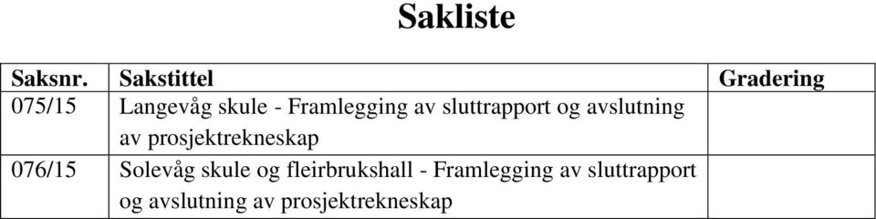 av sluttrapport og avslutning av prosjektrekneskap