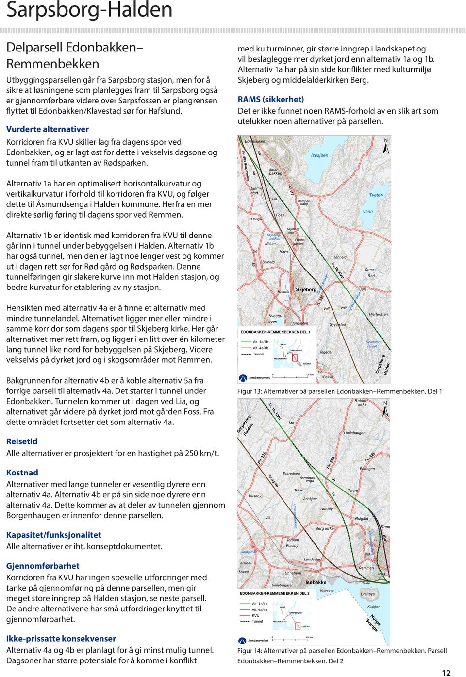 Vurderte alternativer Korridoren fra KVU skiller lag fra dagens spor ved Edonbakken, og er lagt øst for dette i vekselvis dagsone og tunnel fram til utkanten av Rødsparken.