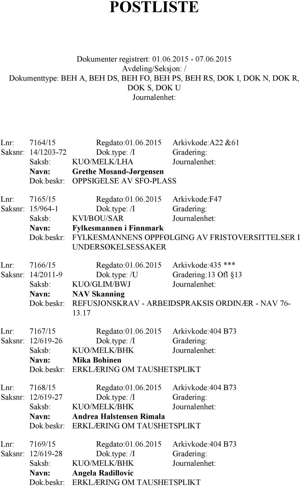 2015 Arkivkode:435 *** Saksnr: 14/2011-9 Dok.type: /U Gradering:13 Ofl 13 Saksb: KUO/GLIM/BWJ NAV Skanning Dok.beskr: REFUSJONSKRAV - ARBEIDSPRAKSIS ORDINÆR - NAV 76-13.17 Lnr: 7167/15 Regdato:01.06.