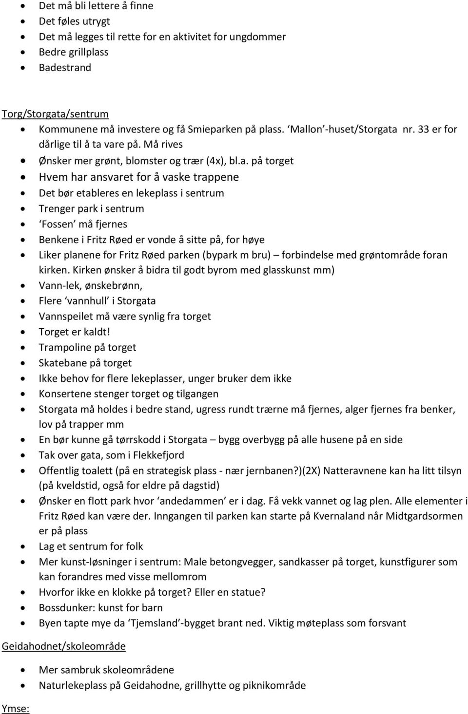 i sentrum Trenger park i sentrum Fossen må fjernes Benkene i Fritz Røed er vonde å sitte på, for høye Liker planene for Fritz Røed parken (bypark m bru) forbindelse med grøntområde foran kirken.