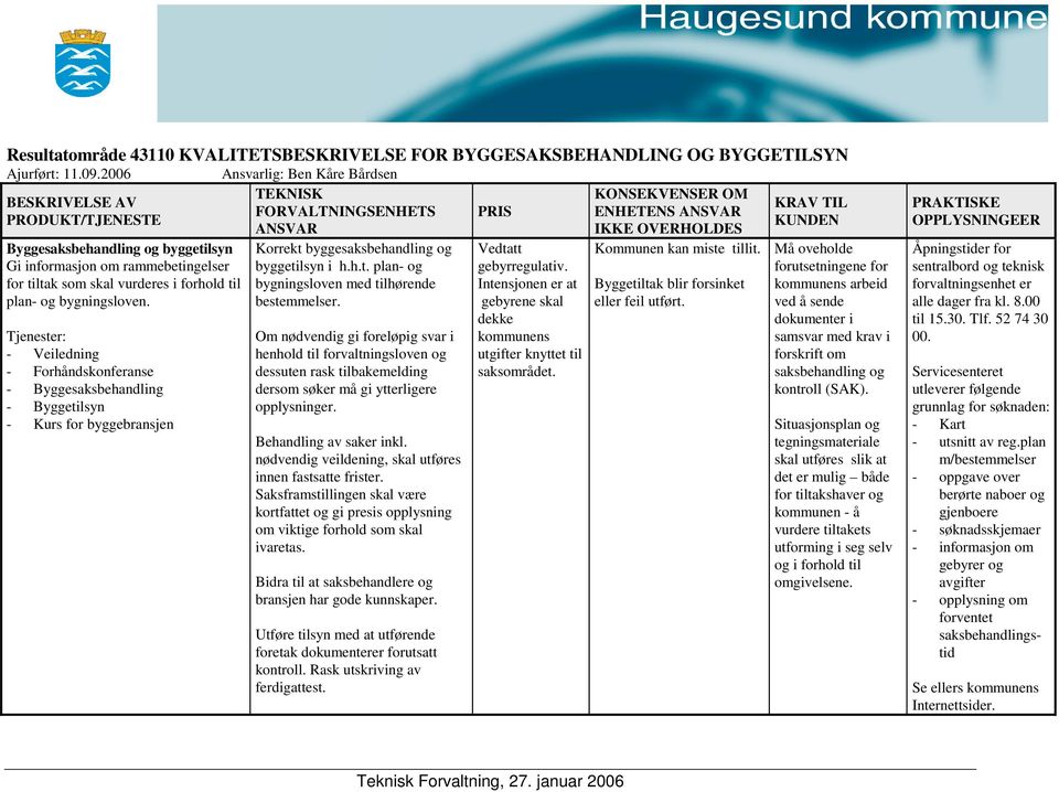 Tjenester: - Veiledning - Forhåndskonferanse - Byggesaksbehandling - Byggetilsyn - Kurs for byggebransjen Korrekt byggesaksbehandling og byggetilsyn i h.h.t. plan- og bygningsloven med tilhørende bestemmelser.