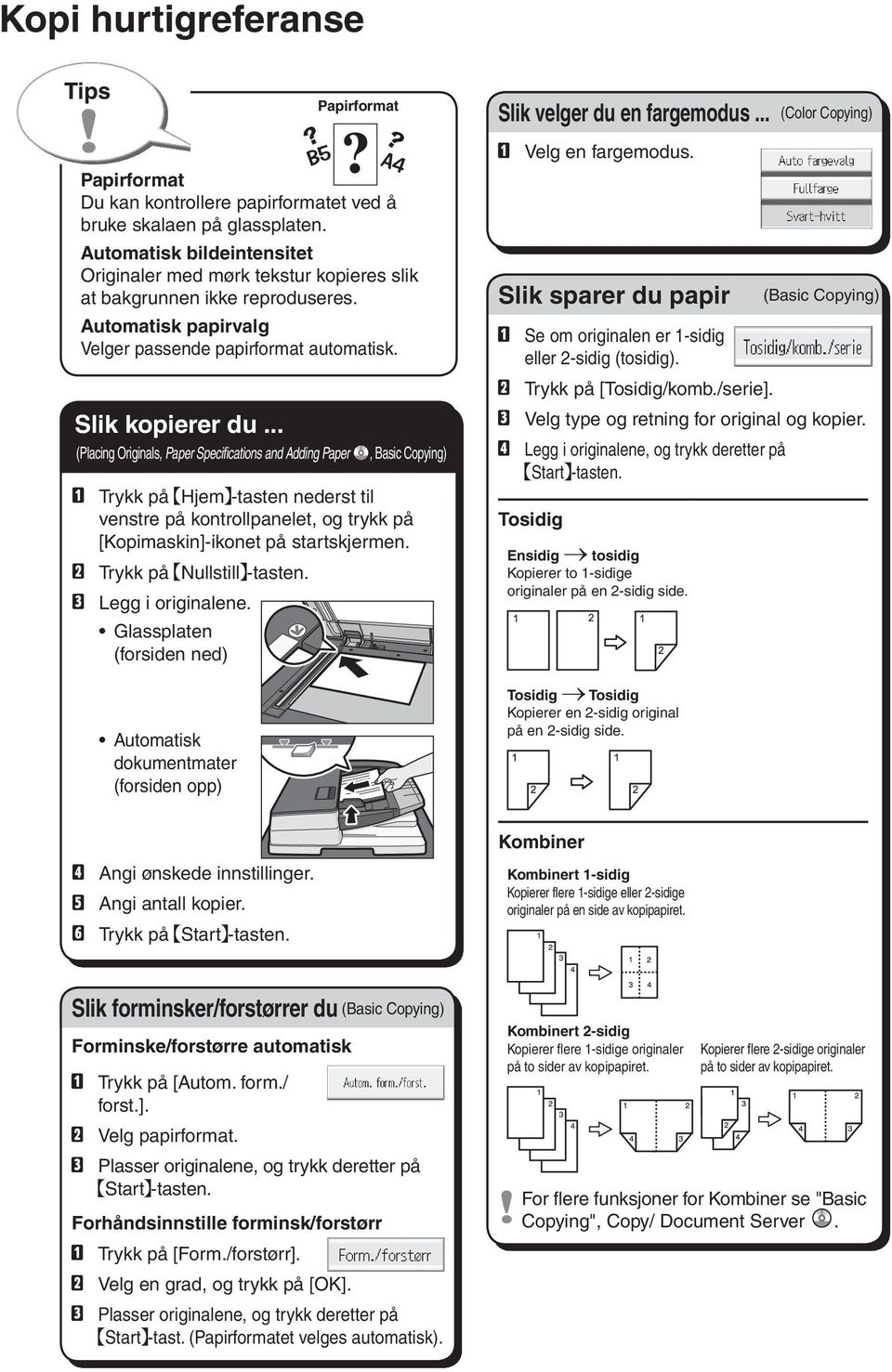 .. (Placing Originals, Paper Specifications and Adding Paper Trykk på Hjem -tasten nederst til venstre på kontrollpanelet, og trykk på [Kopimaskin]-ikonet på startskjermen. Trykk på Nullstill -tasten.