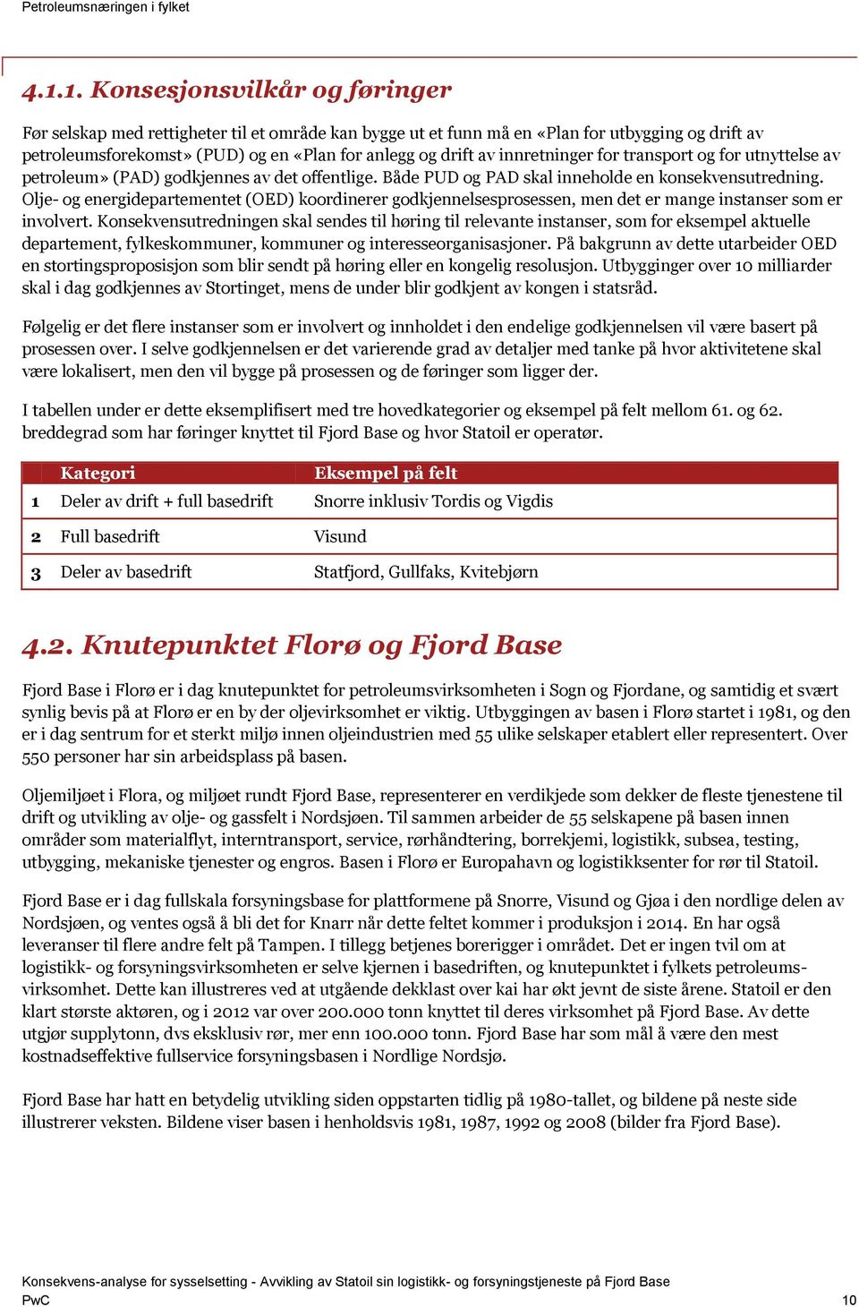 innretninger for transport og for utnyttelse av petroleum» (PAD) godkjennes av det offentlige. Både PUD og PAD skal inneholde en konsekvensutredning.