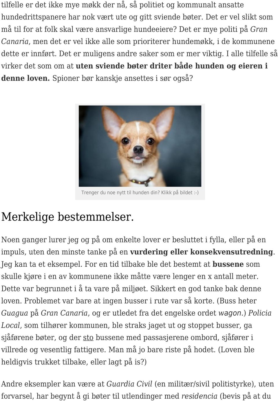 Det er muligens andre saker som er mer viktig. I alle tilfelle så virker det som om at uten sviende bøter driter både hunden og eieren i denne loven. Spioner bør kanskje ansettes i sør også?