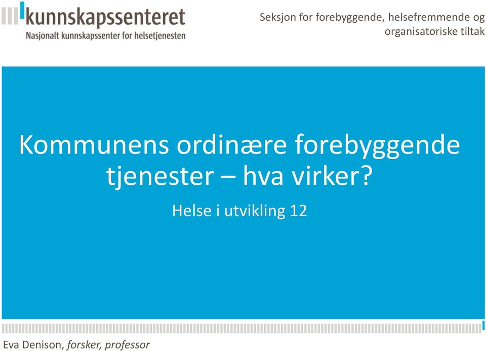 forebyggende tjenester hva virker?