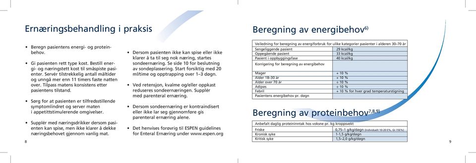 Sørg for at pasienten er tilfredsstillende symptomlindret og server maten i appetittstimulerende omgivelser.