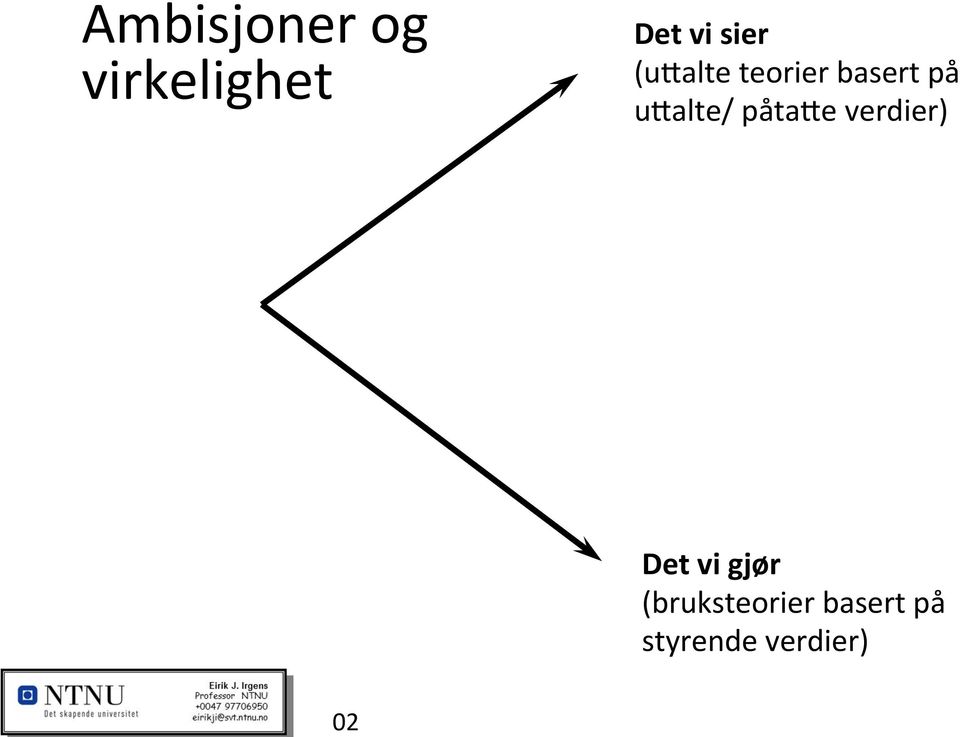 u3alte/ påta3e verdier) Det vi gjør