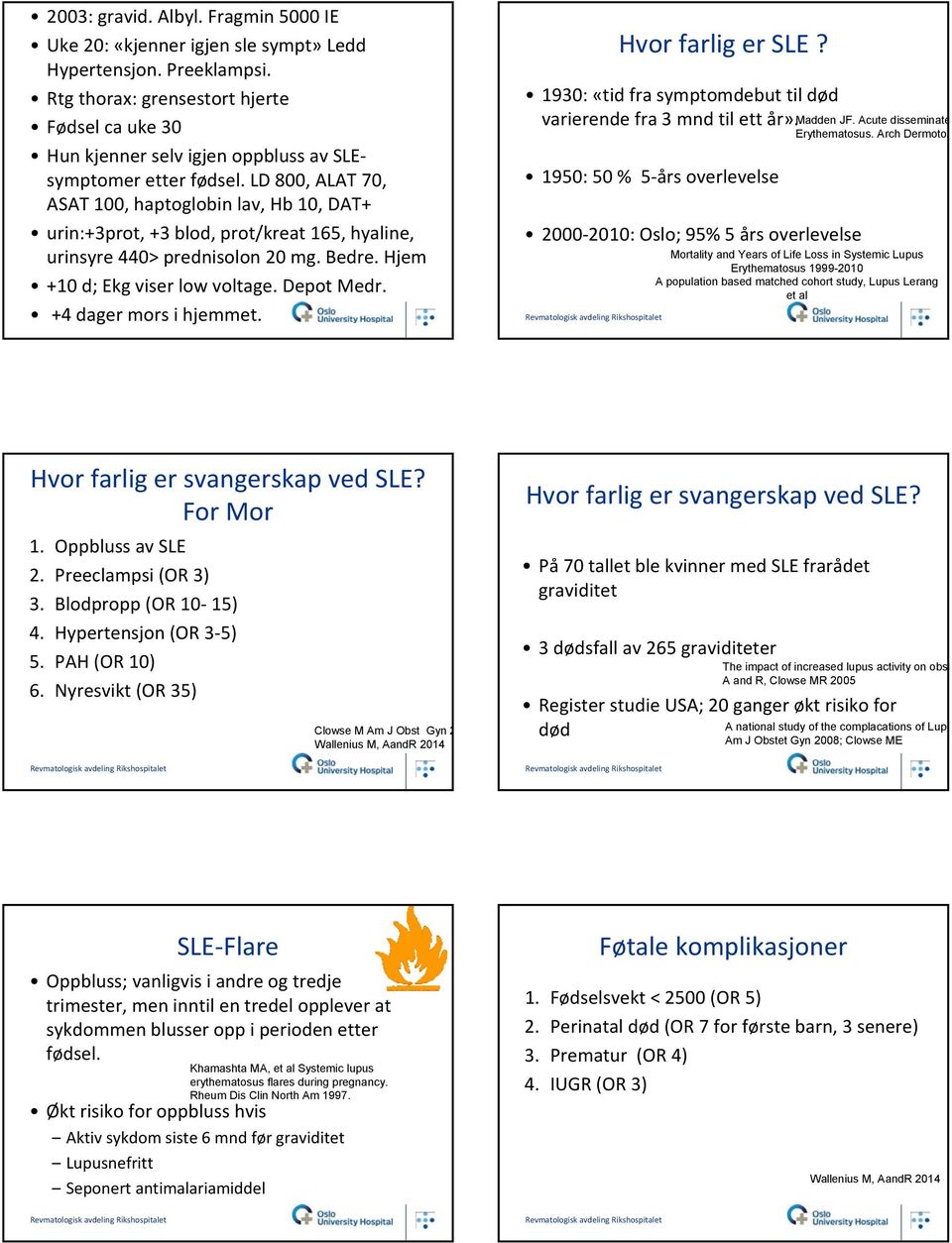 LD 800, ALAT 70, ASAT 100, haptoglobin lav, Hb 10, DAT+ urin:+3prot, +3 blod, prot/kreat 165, hyaline, urinsyre 440> prednisolon 20 mg. Bedre. Hjem +10 d; Ekg viser low voltage. Depot Medr.