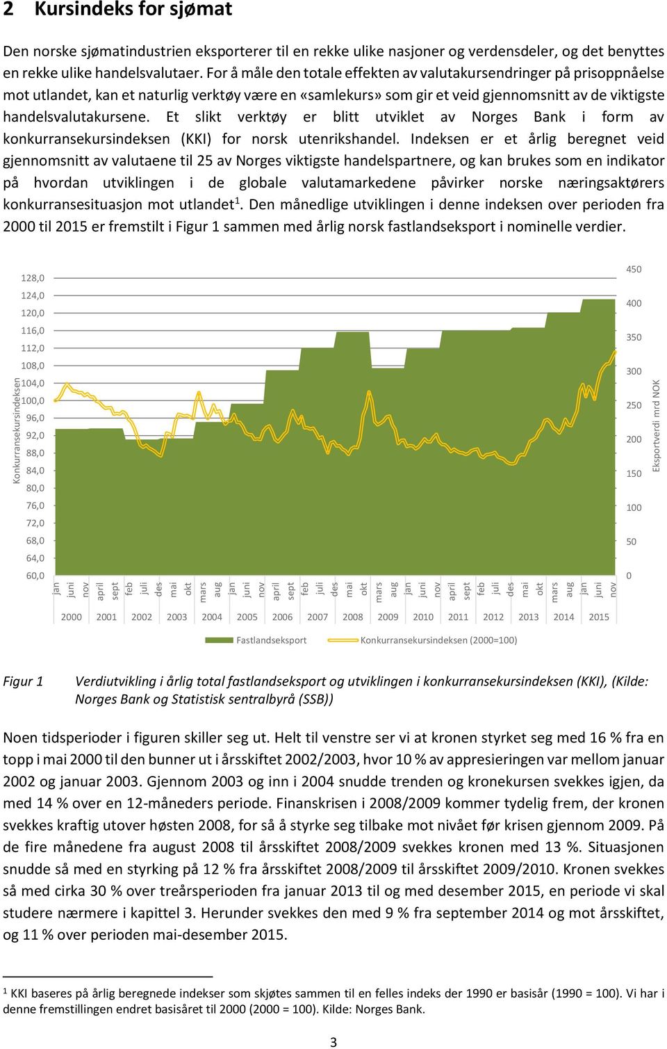 For å måle den totale effekten av valutakursendringer på prisoppnåelse mot utlandet, kan et naturlig verktøy være en «samlekurs» som gir et veid gjennomsnitt av de viktigste handelsvalutakursene.