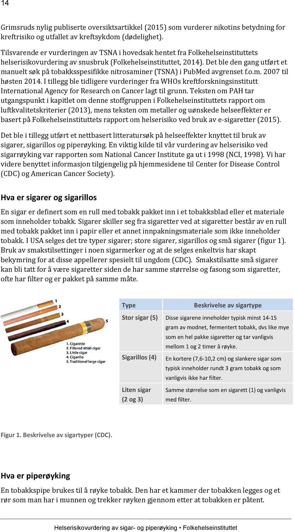 Det ble den gang utført et manuelt søk på tobakksspesifikke nitrosaminer (TSNA) i PubMed avgrenset f.o.m. 2007 til høsten 2014.