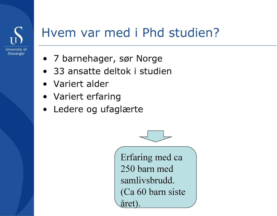 studien Variert alder Variert erfaring Ledere og