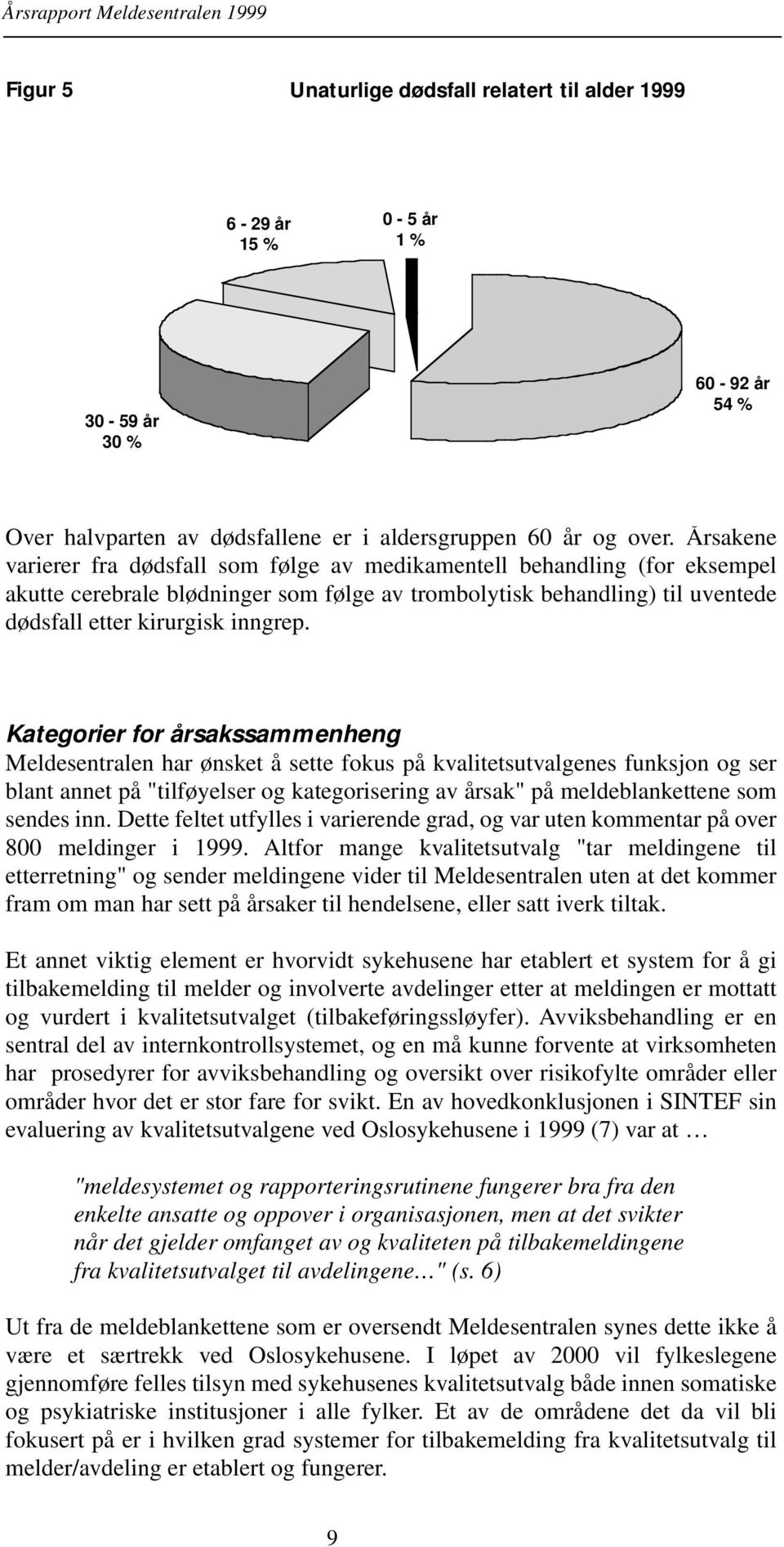 Kategorier for årsakssammenheng Meldesentralen har ønsket å sette fokus på kvalitetsutvalgenes funksjon og ser blant annet på "tilføyelser og kategorisering av årsak" på meldeblankettene som sendes