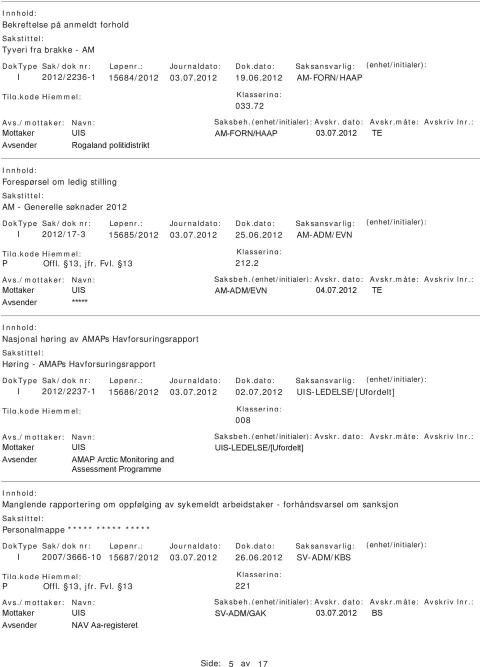 2 Nasjonal høring av AMAs Havforsuringsrapport Høring - AMAs Havforsuringsrapport 2012/2237-1 15686/2012 03.07.