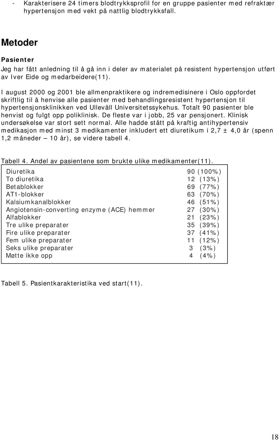 I august 2000 og 2001 ble allmenpraktikere og indremedisinere i Oslo oppfordet skriftlig til å henvise alle pasienter med behandlingsresistent hypertensjon til hypertensjonsklinikken ved Ullevåll