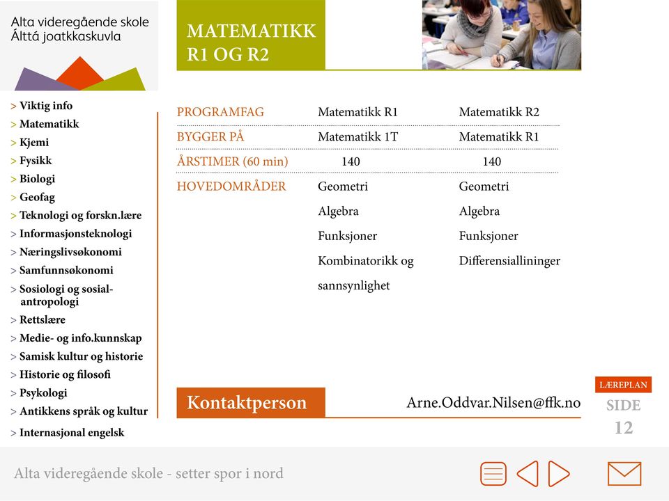 Geometri Geometri Algebra Algebra Funksjoner Funksjoner Kombinatorikk og