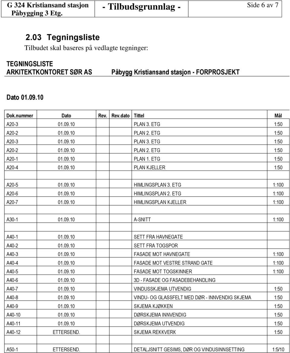 ETG 1:50 A20-4 01.09.10 PLAN KJELLER 1:50 A20-5 01.09.10 HIMLINGSPLAN 3. ETG 1:100 A20-6 01.09.10 HIMLINGSPLAN 2. ETG 1:100 A20-7 01.09.10 HIMLINGSPLAN KJELLER 1:100 A30-1 01.09.10 A-SNITT 1:100 A40-1 01.