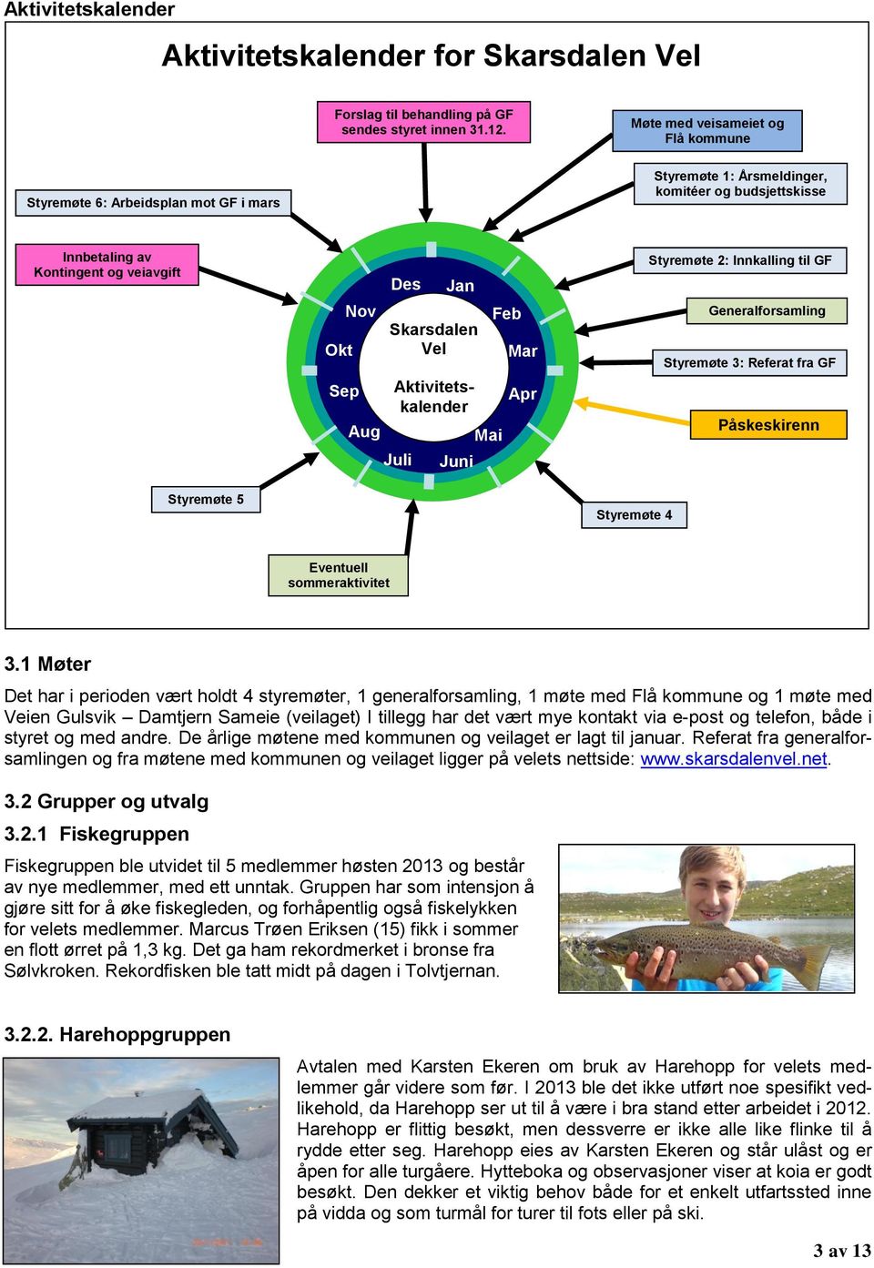 Skarsdalen Vel Aktivitetskalender Juni Mai Feb Mar Apr Styremøte 2: Innkalling til GF Generalforsamling Styremøte 3: Referat fra GF Påskeskirenn Styremøte 5 Styremøte 4 Eventuell sommeraktivitet 3.